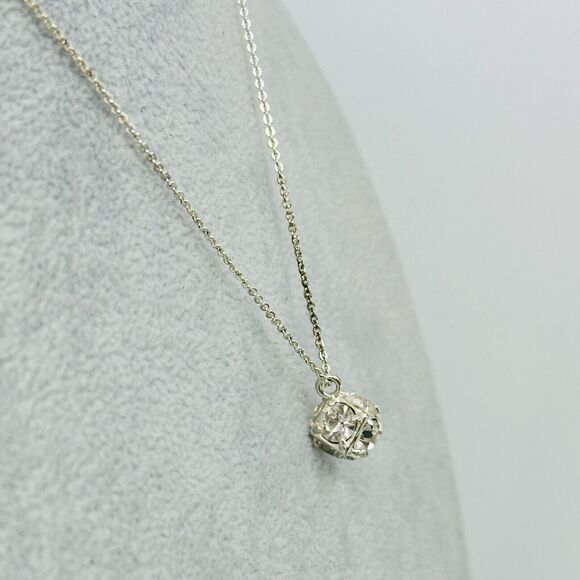 Avon Necklace Rhinestone Cube Prong Set Silver Tone 20" Minimalist Jewelry - Picture 4 of 9